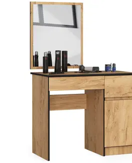 Toaletní stolky Ak furniture Kosmetický stolek se zrcadlem P-2/SL dub craft pravý