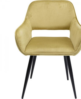 Jídelní židle KARE Design Zelená čalouněná židle s područkami San Francisco