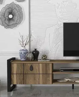 TV stolky Sofahouse Designový TV stolek Tadashi 184,5 cm vzor ořech