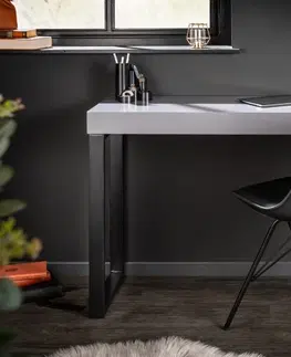 Designové a luxusní konzolové stolky Estila Moderní psací stolek Simparda v obdélníkovém tvaru s kovovou podstavou 120cm