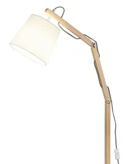 Dřevěné stojací lampy Rabalux stojací lampa Thomas E27 1x MAX 60W bílá 4192