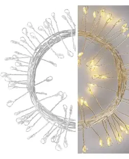 LED osvětlení na baterie EMOS LED vánoční nano řetěz - ježek, 2,4 m, 3x AA, vnitřní, teplá bílá, časovač D3FW01