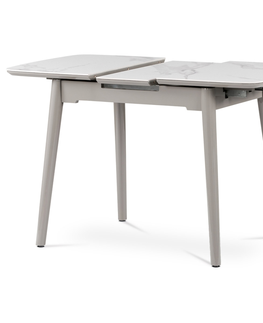 Jídelní stoly Jídelní stůl MEDININ typ 2, bílý mramor/šedý vysoký lesk