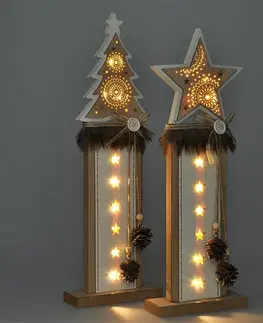 LED osvětlení na baterie Solight vánoční LED dřevěná dekorace, hvězda, 2x AA 1V237
