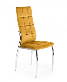 Židle HALMAR Jídelní židle K416 hořčicová/stříbrná