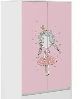 Nábytek Dětská šatní skříň s princezničkou 180x55x90 cm