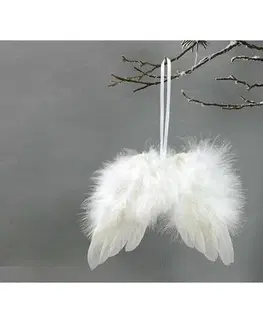 Vánoční dekorace Andělská křídla z peří 18 x 16 cm bílá, sada 12 ks