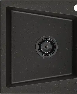 Sifony k pračkám MEXEN/S Cesar granitový dřez 1 s odkapávačem 775 x 470 mm, černá/zlatý metalik, + černý sifon 6514771010-75-B
