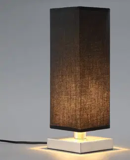 Stolní lampy Lindby Černá látková stolní lampa Martje v hranatém tvaru