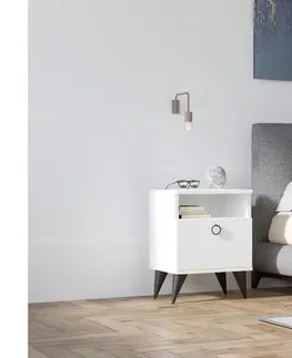 Noční a toaletní stolky  Noční stolek BARLO 50x40 cm bílá 