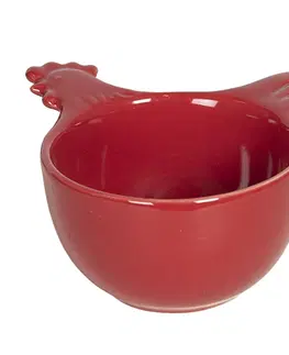 Mísy a misky Červená keramická miska s kohoutkem - 11*11*6 cm Clayre & Eef 6CE1145