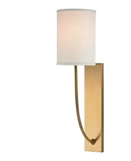 Klasická nástěnná svítidla HUDSON VALLEY nástěnné svítidlo COLTON ocel/textil staromosaz/bílá E14 1x40W 731-AGB-CE