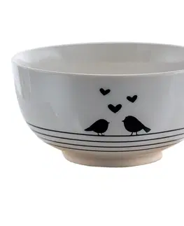 Mísy a misky Porcelánová miska na polévku s ptáčky Love Birds - Ø14*7 cm Clayre & Eef LBSBO