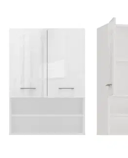 Koupelnový nábytek TP Living Dubová koupelnová skříňka s poličkami POLA lesklá bílá