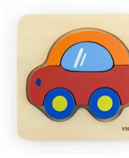 Hračky puzzle VIGA - Dřevěné puzzle pro nejmenší Viga Auto