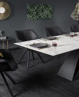 Designové a luxusní jídelní stoly Estila Designový industriální jídelní stůl Copeland II 180-260 cm z mramoru