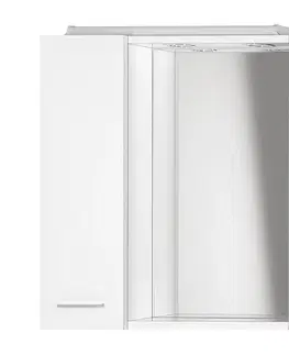 Koupelnová zrcadla AQUALINE ZOJA/KERAMIA FRESH galerka s LED osvětlením, 60x60x14cm, levá, bílá 45021