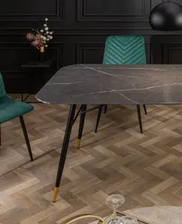 Designové a luxusní jídelní stoly Estila Retro nadčasový jídelní stůl Forisma s černou povrchovou deskou s mramorovým vzhledem 180 cm