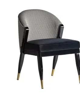 Luxusní a designová křesla a fotely Estila Art-deco židle Ampelio černá se sametovým potahem