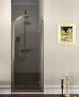 Sprchové kouty GELCO ANTIQUE sprchové dveře otočné, 900mm, pravé, ČIRÉ sklo, bronz GQ1390RC