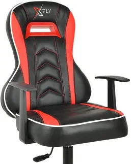 Kancelářské židle a křesla Kancelářské herní křeslo XFLY červené černé
