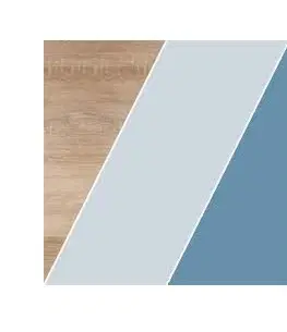 Postele ArtCross Dětská postel s přistýlkou KITTY KIT-08 | bez roštu Barva: Dub sonoma světlá / blankytná / modrá