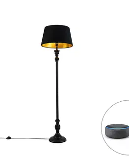 Stojaci lampy Chytrá stojací lampa se stínidlem 45 cm černá včetně Wifi A60 - Classico