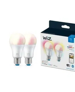 LED žárovky WiZ SET 2x LED žárovka E27 A60 8W (60W) 806lm 2200-6500K RGB IP20, stmívatelná