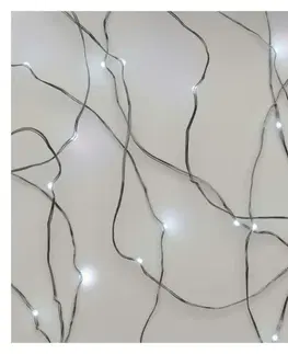 LED řetězy EMOS LED vánoční nano řetěz stříbrný, 4 m, venkovní i vnitřní, studená bílá, časovač D3AC02