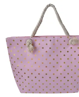 Nákupní tašky a košíky Růžová plážová taška se zlatými puntíky Dotta - 56*7*37 cm Clayre & Eef JZBG0269