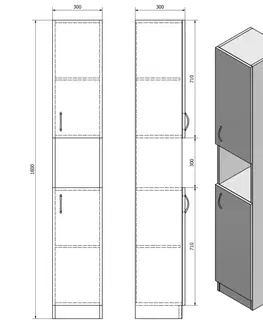 Koupelnový nábytek AQUALINE SIMPLEX ECO vysoká skříňka 30x180x30cm SIME320