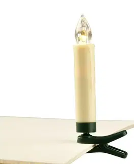 LED osvětlení na baterie ACA Lighting 10 bílých MINI svíček s klipsem, LED na baterie (10xAAA), dálkové ovládání, WW, IP20, pr.1.5x10.5cm X07101520