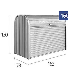 Úložné boxy Biohort Mnohostranný účelový roletový box StoreMax vel. 160 163 x 78 x 120 (stříbrná metalíza)