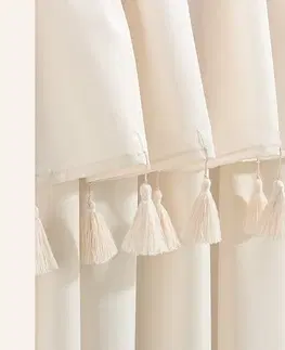 Hotové závěsy Světle krémová záclona Astoria se střapci na vázací pásce 140 x 280 cm