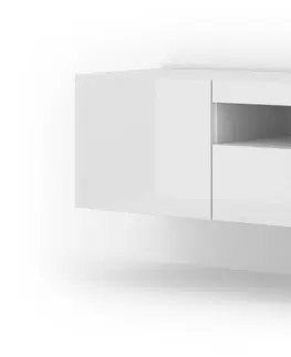 Televizní stolky Televizní stolek AURA 150 cm univerzální bílý lesk / bílý mat