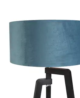 Stojaci lampy Stojací lampa stativ černá s modrým odstínem a zlatem 50 cm - Puros