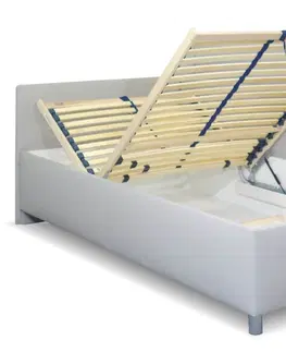 s úložným prostorem Rohová zvýšená čalouněná postel s úložným prostorem Ryana, 90x200, světle šedá