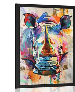 Zvířata Plakát nosorožec s imitací malby