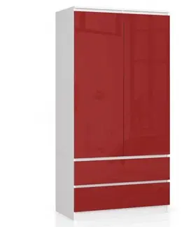 Šatní skříně Ak furniture Šatní skříň Star 90 cm bílá/červená lesk