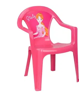 Hračky na zahradu STAR PLUS - Dětský zahradní nábytek - Plastová židle růžová Giuly