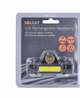 Čelovky Solight LED čelová nabíjecí svítilna, 3W + COB,150 + 60lm, Li-ion, USB WN32