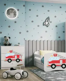Dětské postýlky Kocot kids Dětská postel Babydreams hasičské auto bílá, varianta 70x140, se šuplíky, bez matrace