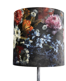 Stojaci lampy Vintage stojací lampa starožitný šedý odstín květinový design 40 cm - Simplo