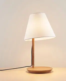 Stolní lampy Lucande Lucande Jinda stolní lampa, dřevo, látka, bílá