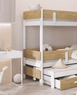 Postele ArtBed Dětská patrová postel s přistýlkou ETTORE III Provedení: Borovice přírodní