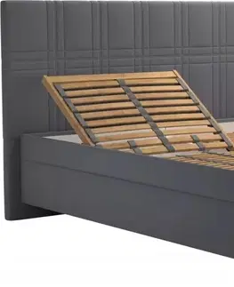 Postele BLANÁŘ Čalouněná postel MICHAELA s polohovatelným roštem 180x200 šedá