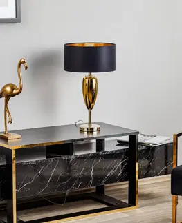 Stolní lampy Ailati Zobrazit Ogiva - černo-zlatá textilní stolní lampa