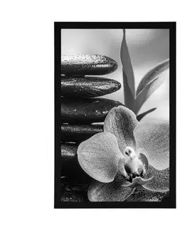 Černobílé Plakát meditační Zen kompozice v černobílém provedení