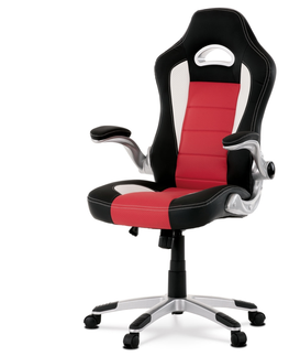 Kancelářské židle Herní křeslo LIGUORI, červená/černá ekokůže