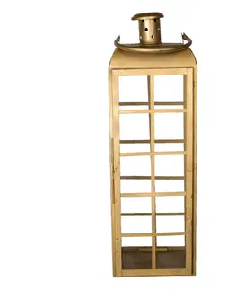 Zahradní lampy Zlatá kovová lucerna Simply na zavěšení- 17*17*60 cm Clayre & Eef 5Y0916